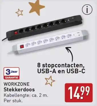 ALDI Workzone stekkerdoos aanbieding