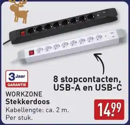 ALDI Workzone stekkerdoos aanbieding