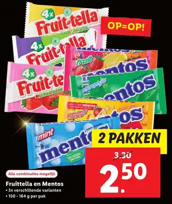 Lidl Fruittella en Mentos aanbieding