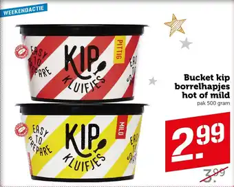 Coop Bucket kip borrelhapjes hot of mild 500g aanbieding