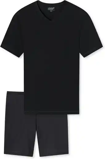 Amazon Uncover by Schiesser Heren pyjama Kort pyjama kort, zwart, 54 EU, zwart, 54 aanbieding