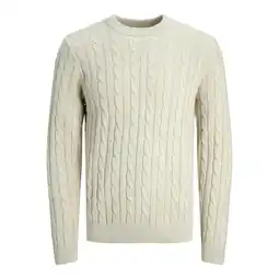ANWB Jack & Jones Heren Ross Knit Crew Neck Beige aanbieding