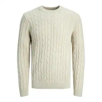 ANWB Jack & Jones Heren Ross Knit Crew Neck Beige aanbieding