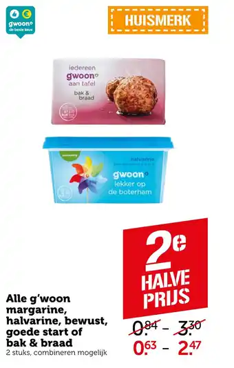 Coop Alle g'woon margarine, halvarine, bewust, goede start of bak & braad aanbieding