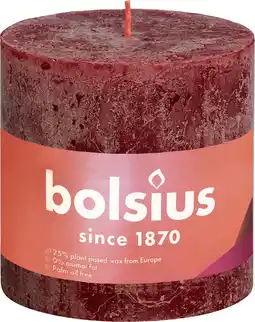Intratuin Bolsius stompkaars Rustiek Shine bordeaux 62 uur D 10 H 10 cm aanbieding