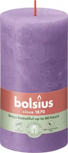 Intratuin Bolsius stompkaars Rustiek Shine paars 60 uur D 6,8 H 13 cm aanbieding