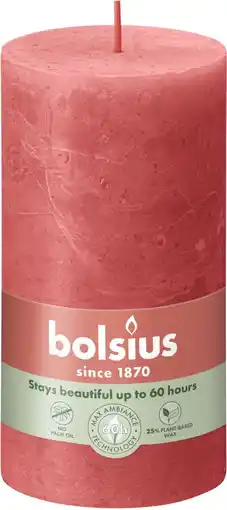 Intratuin Bolsius stompkaars Rustiek Shine roze 60 uur D 6,8 H 13 cm aanbieding