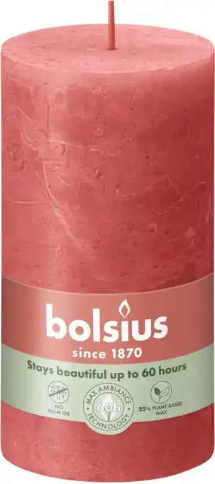 Intratuin Bolsius stompkaars Rustiek Shine roze 60 uur D 6,8 H 13 cm aanbieding
