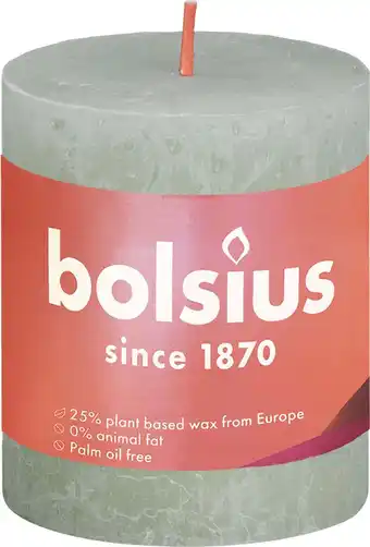 Intratuin Bolsius stompkaars Rustiek Shine groen 35 uur D 6,8 H 8 cm aanbieding
