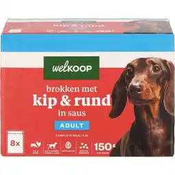 Welkoop Welkoop Pouch - Hondenvoer - 8x150gr - Kip - Rund - 1,2kg aanbieding