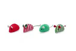 Welkoop Beeztees Kerstmuizen - Kattenspeeltje - Rood/Groen - 10x4x4 cm - 4stuks aanbieding