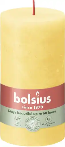 Intratuin Bolsius stompkaars Rustiek Shine geel 60 uur D 6,8 H 13 cm aanbieding
