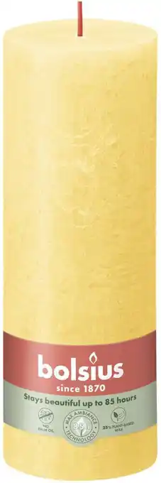 Intratuin Bolsius stompkaars Rustiek Shine geel 85 uur D 6,8 H 19 cm aanbieding