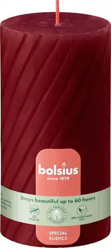 Intratuin Bolsius stompkaars Twist rood 60 uur D 13,6 H 6,8 cm aanbieding