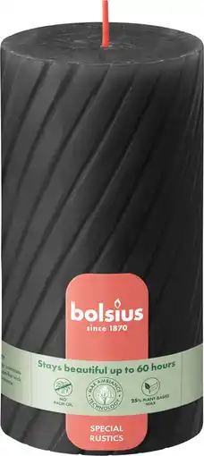Intratuin Bolsius stompkaars Twist antraciet 60 uur D 13,6 H 6,8 cm aanbieding