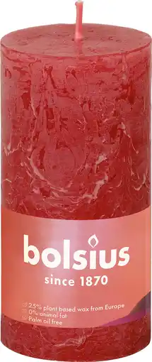 Intratuin Bolsius stompkaars Rustiek Shine rood 30 uur D 5 H 10 cm aanbieding