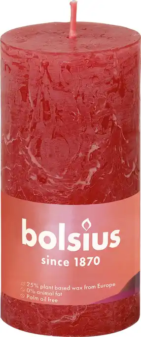 Intratuin Bolsius stompkaars Rustiek Shine rood 30 uur D 5 H 10 cm aanbieding
