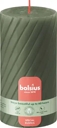 Intratuin Bolsius stompkaars Twist groen 60 uur D 13 H 6,8 cm aanbieding
