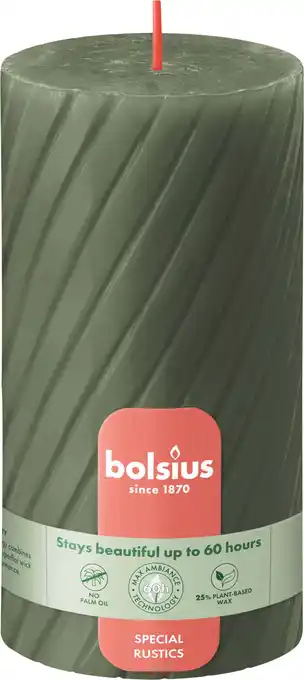 Intratuin Bolsius stompkaars Twist groen 60 uur D 13 H 6,8 cm aanbieding
