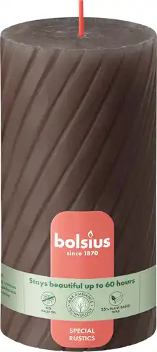 Intratuin Bolsius stompkaars Twist beige 60 uur D 13,6 H 6,8 cm aanbieding
