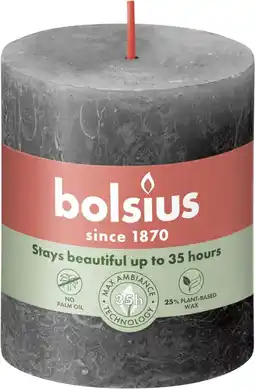 Intratuin Bolsius stompkaars Rustiek Shine antraciet 35 uur D 6,8 H 8 cm aanbieding