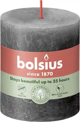 Intratuin Bolsius stompkaars Rustiek Shine antraciet 35 uur D 6,8 H 8 cm aanbieding