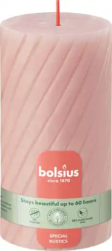 Intratuin Bolsius stompkaars Twist roze 60 uur D 13,6 H 6,8 cm aanbieding