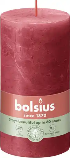 Intratuin Bolsius stompkaars Rustiek Shine rood 60 uur D 6,8 H 13 cm aanbieding