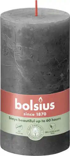 Intratuin Bolsius stompkaars Rustiek Shine antraciet 60 uur D 6,8 H 13 cm aanbieding