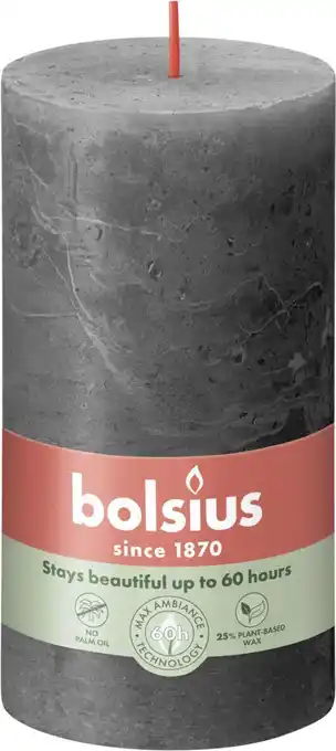Intratuin Bolsius stompkaars Rustiek Shine antraciet 60 uur D 6,8 H 13 cm aanbieding