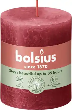 Intratuin Bolsius stompkaars Rustiek Shine rood 35 uur D 6,8 H 8 cm aanbieding