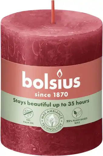 Intratuin Bolsius stompkaars Rustiek Shine rood 35 uur D 6,8 H 8 cm aanbieding