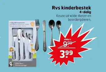 Trekpleister Rvs kinderbestek 4-delig aanbieding