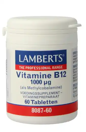 De Online Drogist Lamberts Vitamine B12 1000 mcg Tabletten 60TB aanbieding