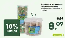 Pets Place Allbirds&Co Mezenbollen Geldig op alle varianten aanbieding