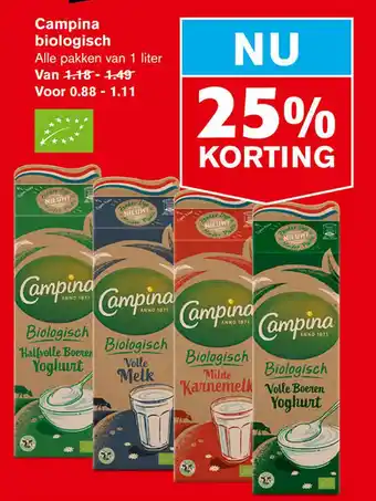 Hoogvliet Campina biologisch aanbieding