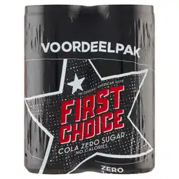 Dekamarkt First Choice Cola Cola zero sugar 4x25 cl aanbieding