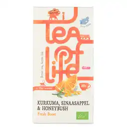 Dekamarkt Tea of Life Fresh boost kurkuma sinaas. honeybush 20zk aanbieding