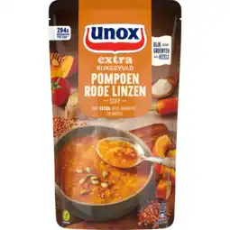 Dekamarkt Unox Soep in zak pompoen met rode linzen aanbieding