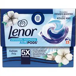 Dekamarkt Lenor Vloeibaar wasmiddel all-in1 pods katoen fris aanbieding