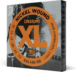 Amazon D'Addario EXL140-3D nikkelgewonden elektrische gitaarsnaren, Light Top/Heavy Bottom, 10-52, 3 sets aanbieding