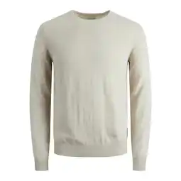 ANWB Jack & Jones Heren Emil Knit Crew Neck Beige aanbieding