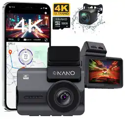 ANWB Nanocam M68 4K 2CH Wifi GPS 32gb dashcam Zwart aanbieding