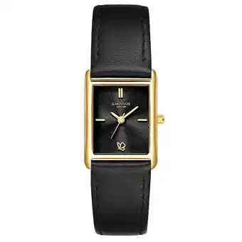 Douglas Glanzstücke München Armbandhorloge van echt leer in zwart aanbieding