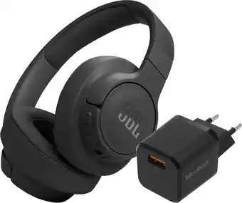 Coolblue JBL Tune 770NC Zwart + BlueBuilt Quick Charge Oplader met Usb A Poort 18W Zwart aanbieding