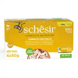 Zooplus Voordeelverpakking 24x50g Schesir Complete Nutrition in gelei tonijn met kip nat kattenvoer aanbieding