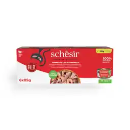 Zooplus Voordeelpakket: 24x85g Schesir Complete Nutrition filet in gelei tonijn met garnalen nat kattenvoer aanbieding