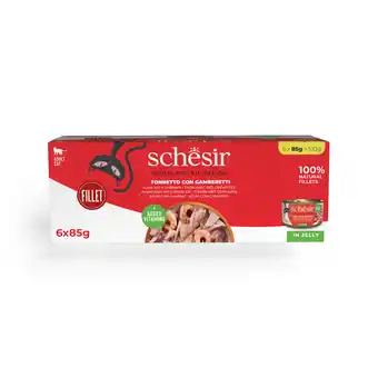 Zooplus Voordeelpakket: 24x85g Schesir Complete Nutrition filet in gelei tonijn met garnalen nat kattenvoer aanbieding