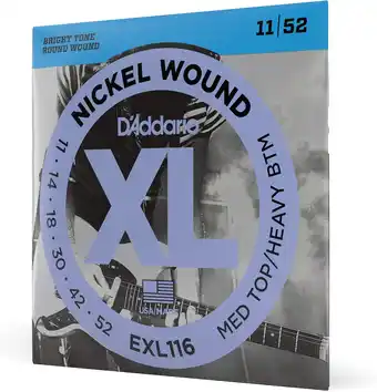 Amazon D'Addario EXL116 nikkelgewonden elektrische gitaarsnaren, Medium Top/Heavy Bottom, 11-52 aanbieding