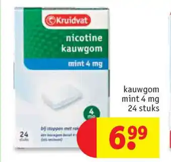 Kruidvat kauwgom mint 4 mg 24 stuks aanbieding